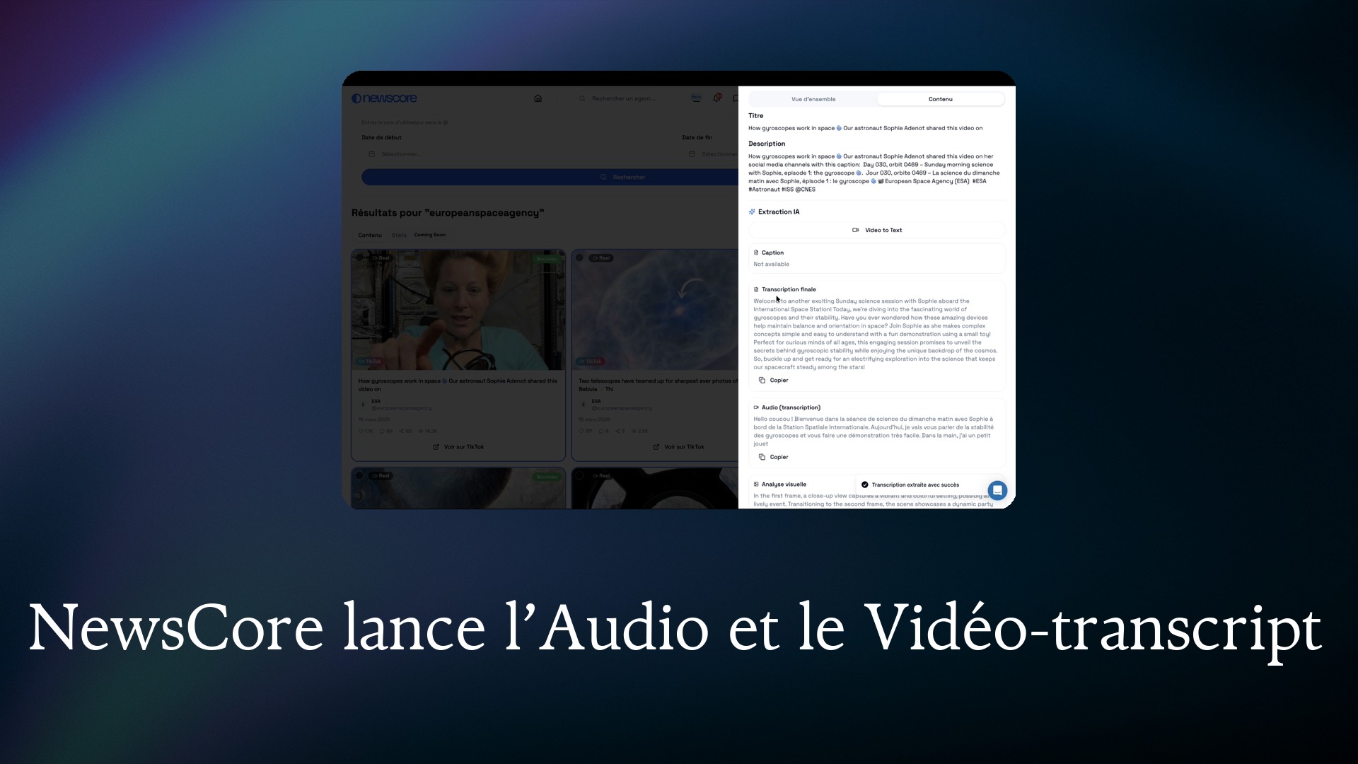 NewsCore lance l’Audio et le Vidéo-transcript