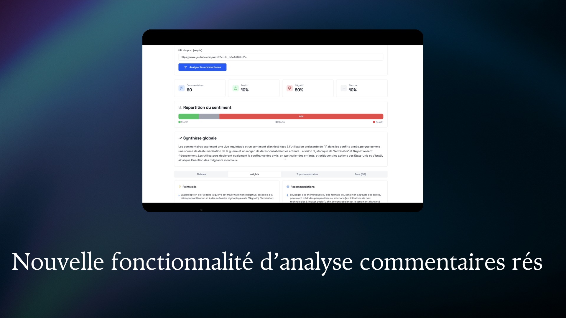 Nouveauté : l'analyse de commentaires social media